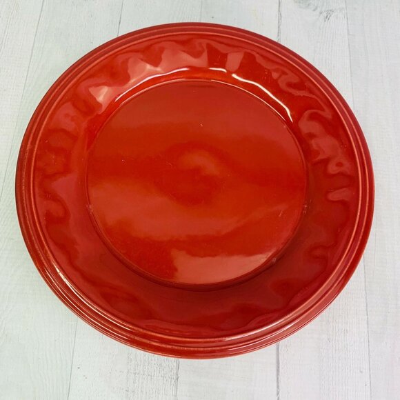 Rachael Ray CUCINA H016Y Cranberry Red HandPainted Stoneware Dinner Plates Set 3 - Picture 2 of 9